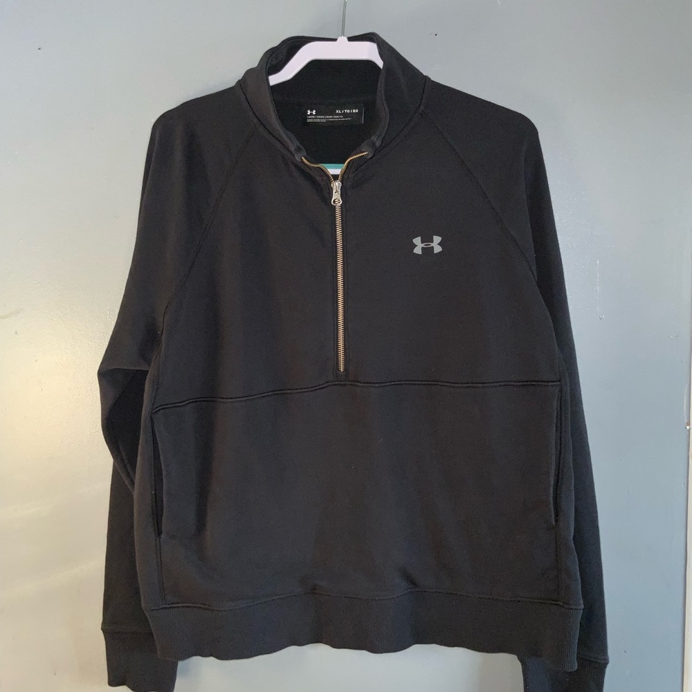 Under Armour Women's Black Quarter-Zip Sweatshirt Front Pocket XL - Picture 2 of 8